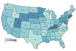 Map of Residential Treatment Beds in the USA